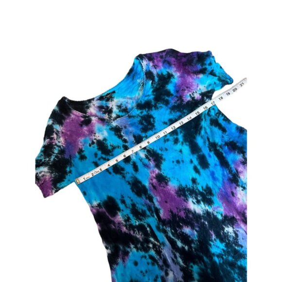 Blue & Purple Tie Dye Scoop Neck Short Sleeve Casual Top S - Picture 6 of 8